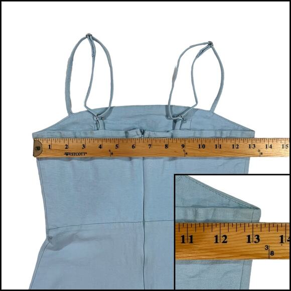 DStudio Light Wash Denim Mini Dress Adjustable Straps Fit & Flare Zip-Up Back - Picture 11 of 13